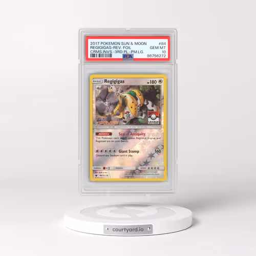 2017 Pokémon Sun & Moon Crimson Invasion #84 Regigigas - Reverse Foil 3rd Place-Pokemon League (PSA