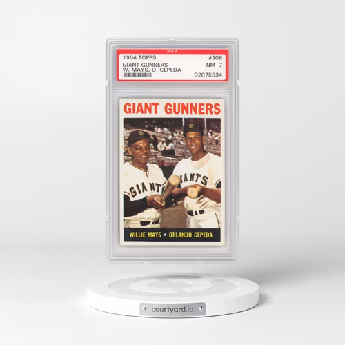 1964 Topps #306 Giant Gunners - Willie Mays/Orlando Cepeda (PSA 7 NM)