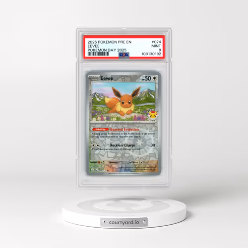 2025 Pokémon Pre EN-Prismatic Evolutions #074 Eevee - Pokemon Day 2025 (PSA 9 MINT)