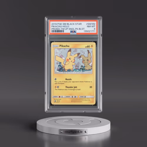 2019 Pokémon SM Black Star Promo #SM162 Pikachu - Holo Team Up Single Pack Blisters (PSA 8 NM-MT)