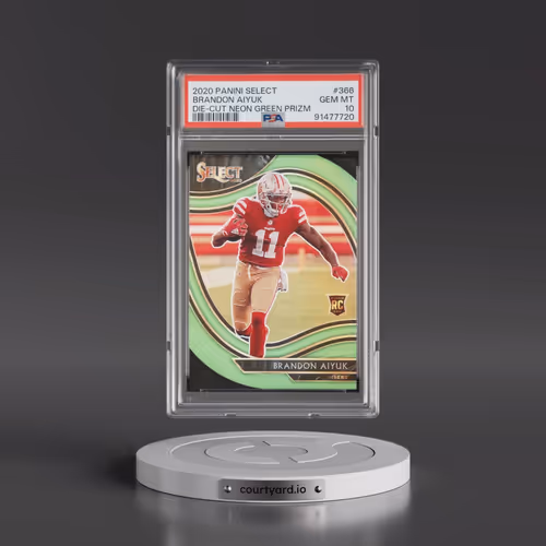 2020 Panini Select #366 Brandon Aiyuk - Die-Cut Neon Green Prizm (PSA 10 GEM MINT)