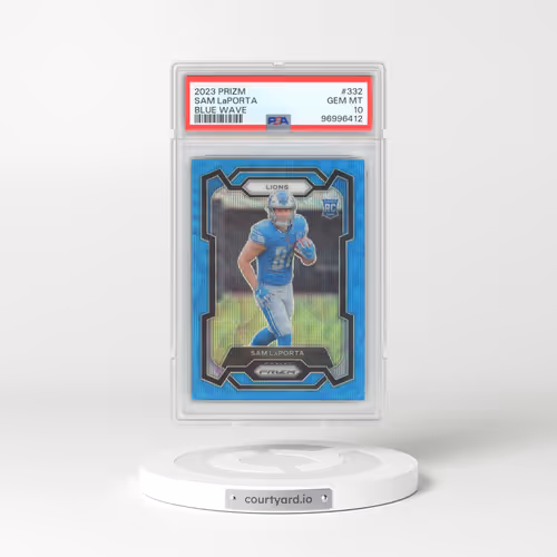 2023 Panini Prizm #332 Sam LaPorta - Blue Wave (PSA 10 GEM MINT)
