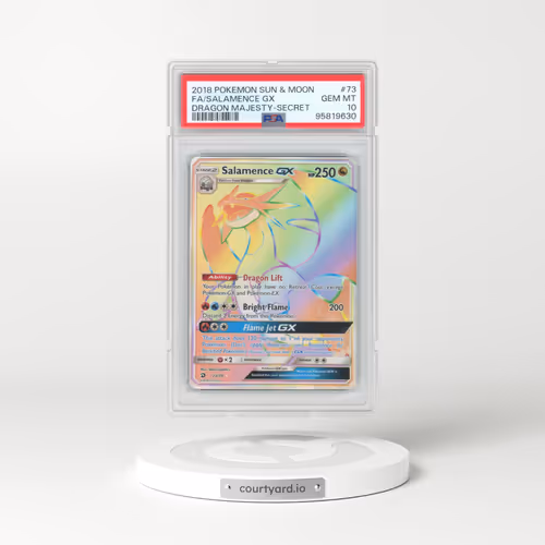 2018 Pokémon Sun & Moon Dragon Majesty #73 Salamence GX - Holo Full Art Secret (PSA 10 GEM MINT)