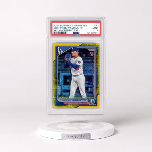 2024 Bowman Chrome Mega Box #73 Yoshinobu Yamamoto - Yellow Refractor (PSA 9 MINT)