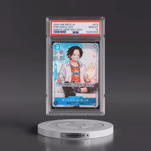 2024 One Piece Japanese Promos #074 Portgas D. Ace - Saikyo Jump-May 2024 (PSA 10 GEM MINT)