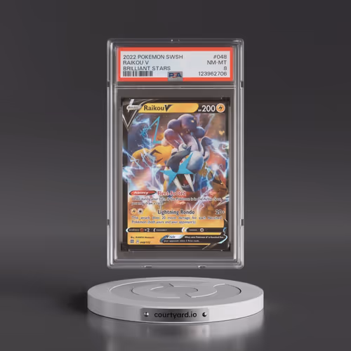 2022 Pokémon Sword & Shield Brilliant Stars #048 Raikou V - Holo (PSA 8 NM-MT)