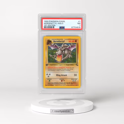1999 Pokémon Fossil #1 Aerodactyl - 1st Edition Holo (PSA 7 NM)
