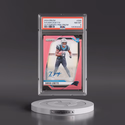 2024 Panini Prizm #398 Xavier Legette - Autograph-Pink Prizm (PSA 8 NM-MT)