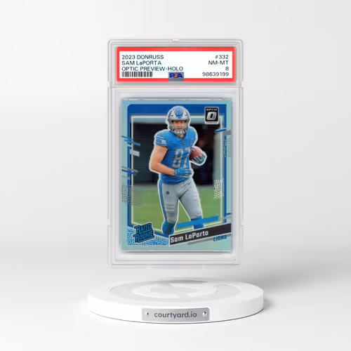 2023 Panini Donruss #332 Sam LaPorta - Optic Preview-Holo (PSA 8 NM-MT)