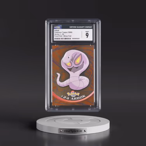1999 Series 1 (Oval Nintendo Seal) #24 Arbok - First Print (Blue Topps Logo) Silver Foil (Smooth) (C