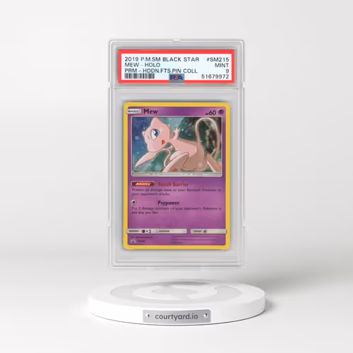 2019 Pokémon SM Black Star Promo #SM215 Mew - Holo Hidden Fates Pin Collection (PSA 9 MINT)