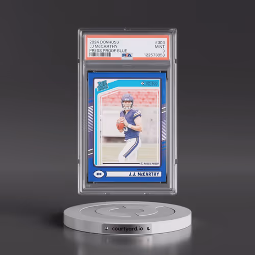2024 Panini Donruss #303 JJ McCarthy - Press Proof Blue (PSA 9 MINT)