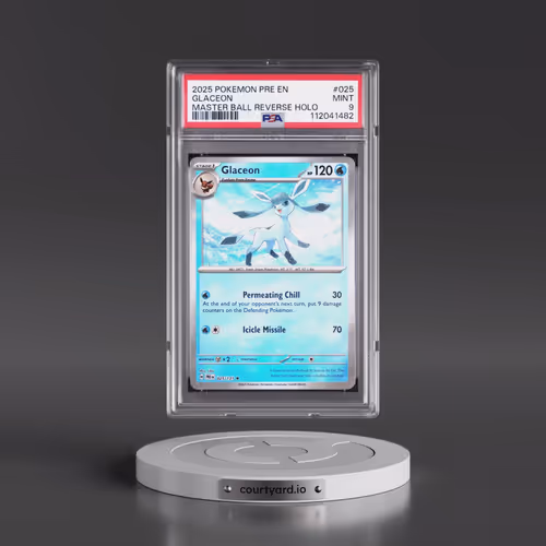 2025 Pokémon Pre EN-Prismatic Evolutions #025 Glaceon - Reverse Holo Master Ball (PSA 9 MINT)