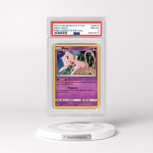 2019 Pokémon SM Black Star Promo #SM215 Mew - Holo Hidden Fates Pin Collection (PSA 8 NM-MT)