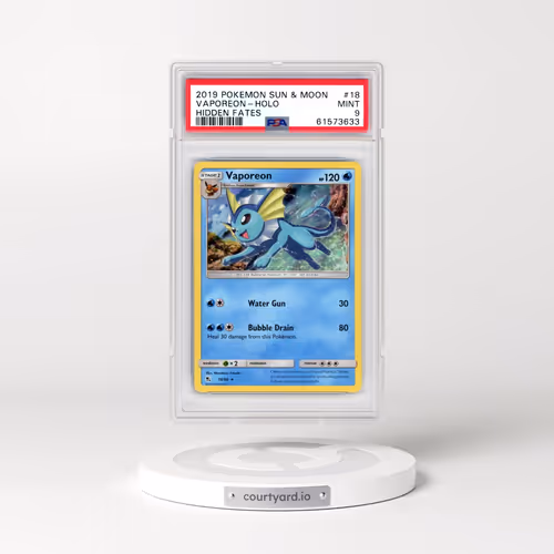 2019 Pokémon Sun & Moon Hidden Fates #18 Vaporeon - Holo (PSA 9 MINT)