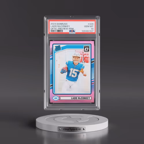 2024 Panini Donruss #328 Ladd McConkey - Optic Preview-Pink (PSA 10 GEM MINT)
