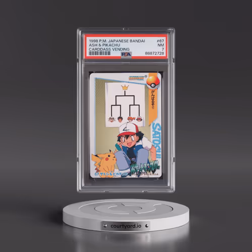 1998 Pokémon Bandai Carddass Vending #67 Ash & Pikachu (PSA 7 NM)