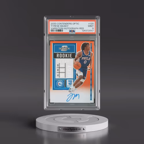 2020 Panini Contenders Optic #120 Tyrese Maxey - Variation-Autograph-Red (PSA 9 MINT)