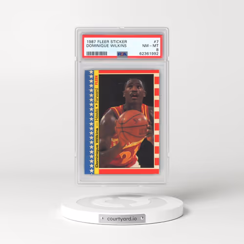 1987 Fleer Sticker #7 Dominique Wilkins (PSA 8 NM-MT)