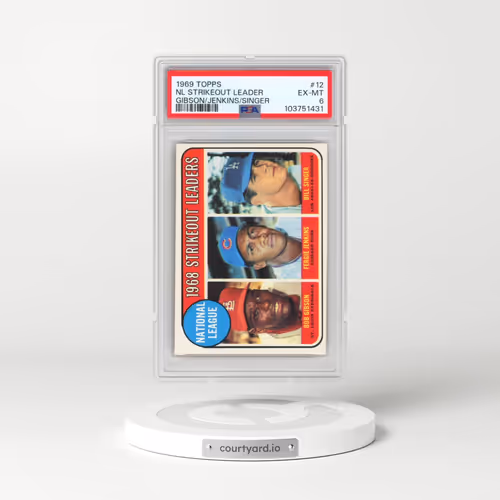 1969 Topps #12 NL Strikeout Leader - Gibson/Jenkins/Singer (PSA 6 EX-MT)