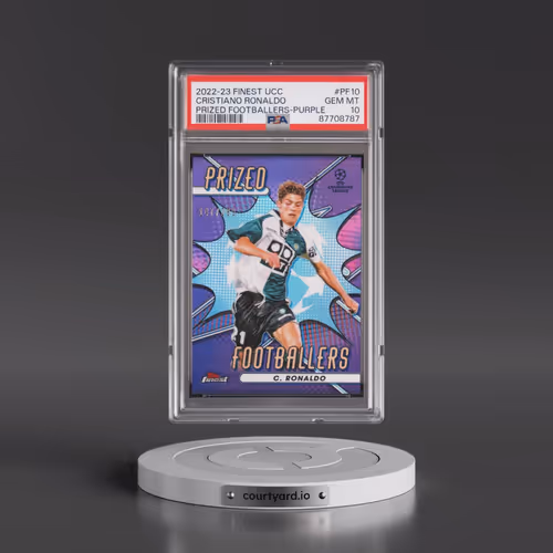 2022-23 Topps Finest UEFA Club Competitions Prized Footballers #PF10 Cristiano Ronaldo - Purple Refr