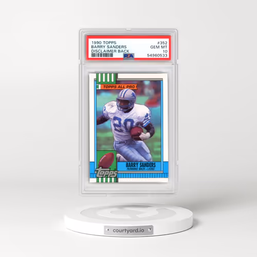 1990 Topps #352 Barry Sanders - Disclaimer Back (PSA 10 GEM MINT)