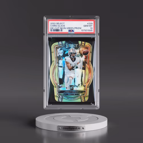 2022 Panini Select #229 Chris Olave - Die-Cut Neon Green Prizm (PSA 10 GEM MINT)
