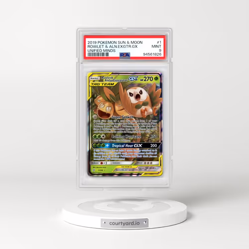 2019 Pokémon Sun & Moon Unified Minds #1 Rowlet & Alolan Exeggutor GX - Holo (PSA 9 MINT)