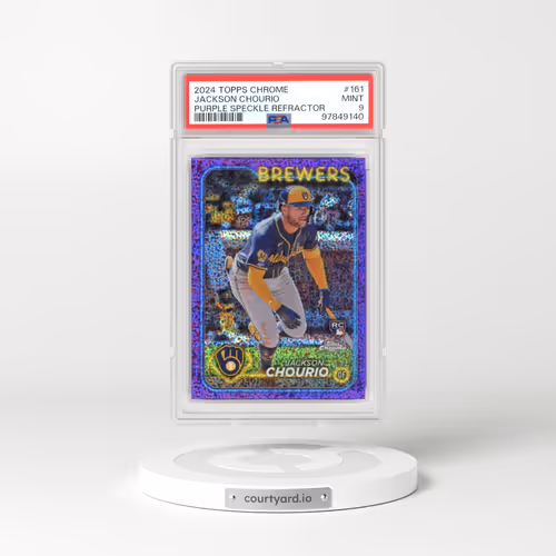 2024 Topps Chrome #161 Jackson Chourio - Purple Speckle Refractor (PSA 9 MINT)