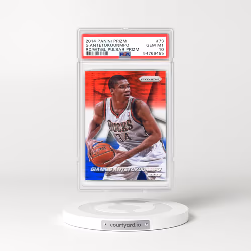 2014 Panini Prizm #73 Giannis Antetokounmpo - Red/White/Blue Pulsar Prizm (PSA 10 GEM MINT)