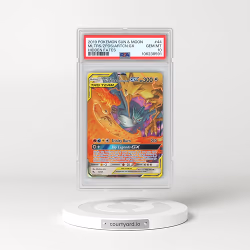 2019 Pokémon Sun & Moon Hidden Fates #44 Moltres & Zapdos & Articuno GX - Holo (PSA 10 GEM MINT)