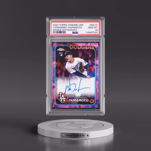 2024 Topps Chrome Update Chrome Rookie Autographs #RAYY Yoshinobu Yamamoto - Magenta/Purple Lava Lam