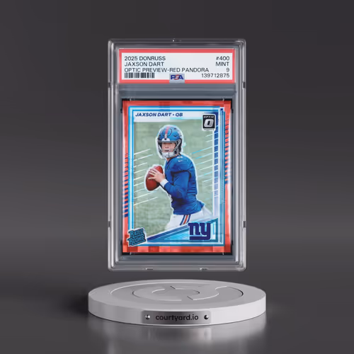 2025 Panini Donruss #400 Jaxson Dart - Optic Preview-Red Pandora (PSA 9 MINT)