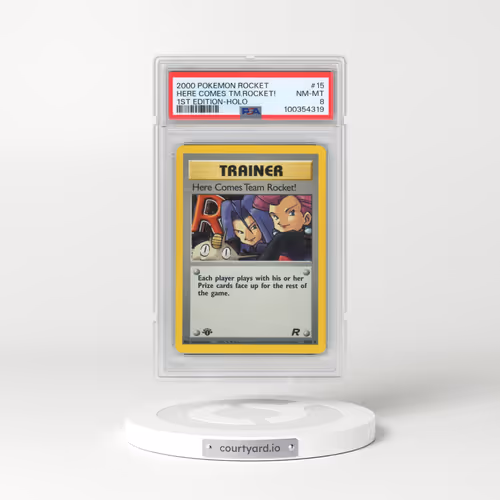 2000 Pokémon Rocket #15 Here Comes Team Rocket! - 1st Edition Holo (PSA 8 NM-MT)