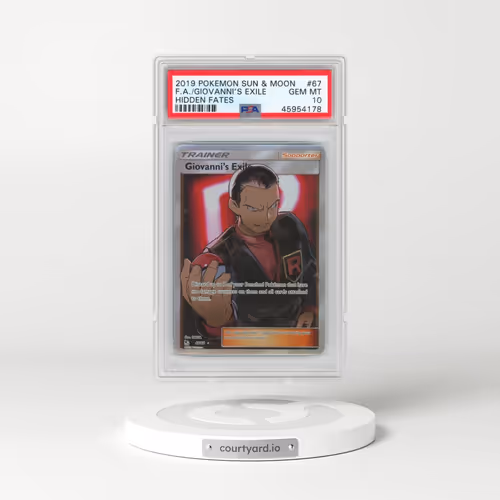 2019 Pokémon Sun & Moon Hidden Fates #67 Giovanni's Exile - Full Art (PSA 10 GEM MINT)