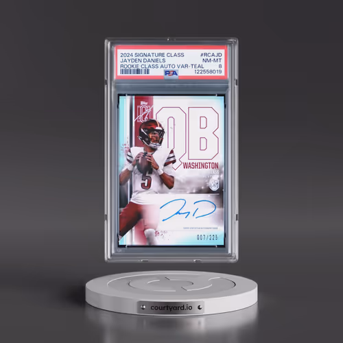 2024 Topps Signature Class Rookie Class Autograph Variation #RCAJD Jayden Daniels - Teal (PSA 8 NM-M