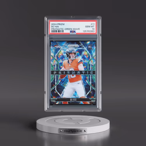 2024 Panini Prizm Prizmatic #11 Bo Nix - Green Wave (PSA 10 GEM MINT)