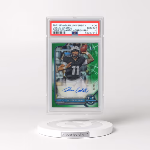 2021 Bowman University Chrome Prospect Autographs #DG Dillon Gabriel - Green Refractor (PSA 10 GEM M