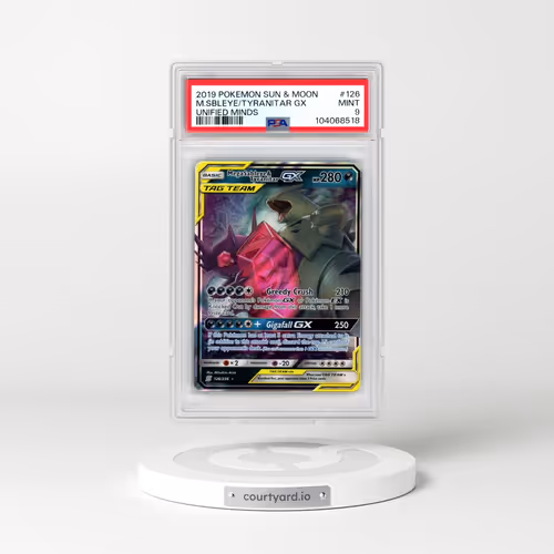 2019 Pokémon Sun & Moon Unified Minds #126 Mega Sableye & Tyranitar GX - Holo (PSA 9 MINT)