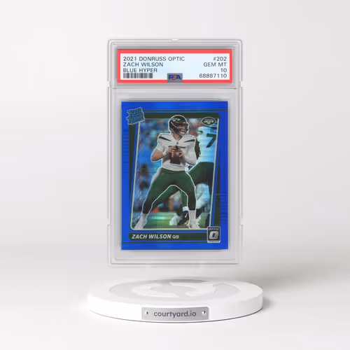 2021 Panini Donruss Optic #202 Zach Wilson - Blue Hyper (PSA 10 GEM MINT)
