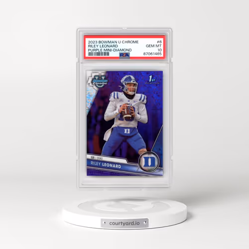 2023 Bowman University Chrome #6 Riley Leonard - Purple Mini Diamond Refractor (PSA 10 GEM MINT)