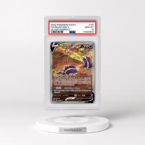 2022 Pokémon Sword & Shield Silver Tempest #181 Skuntank V - Holo Full Art (PSA 10 GEM MINT)