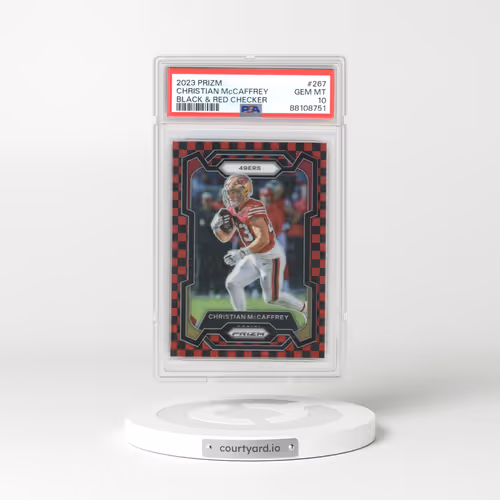 2023 Panini Prizm #267 Christian McCaffrey - Black & Red Checker (PSA 10 GEM MINT)