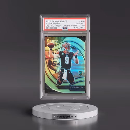 2020 Panini Select #346 Joe Burrow - Die-Cut Neon Green Prizm (PSA 10 GEM MINT)