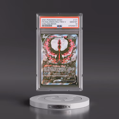2021 Pokémon Sword & Shield Chilling Reign #177 Galarian Moltres V - Holo Full Art (PSA 10 GEM MINT)