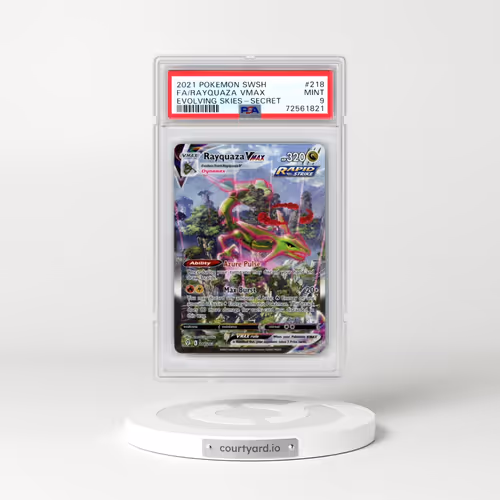2021 Pokémon Sword & Shield Evolving Skies #218 Rayquaza Vmax - Full Art Secret (PSA 9 MINT)