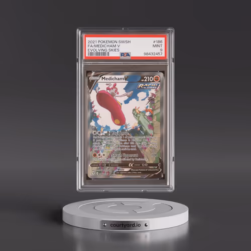 2021 Pokémon Sword & Shield Evolving Skies #186 Medicham V - Holo Full Art (PSA 9 MINT)