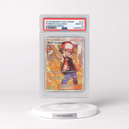 2019 Pokémon Sun & Moon Unbroken Bonds #213 Red's Challenge - Full Art (PSA 10 GEM MINT)