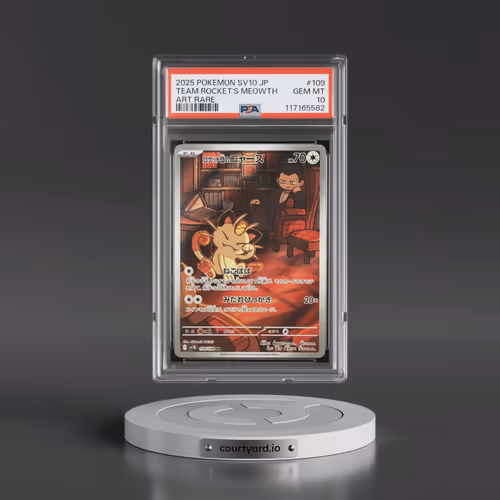 2025 Pokémon SV10-Glory of Team Rocket #109 Team Rocket's Meowth - Art Rare (PSA 10 GEM MINT)