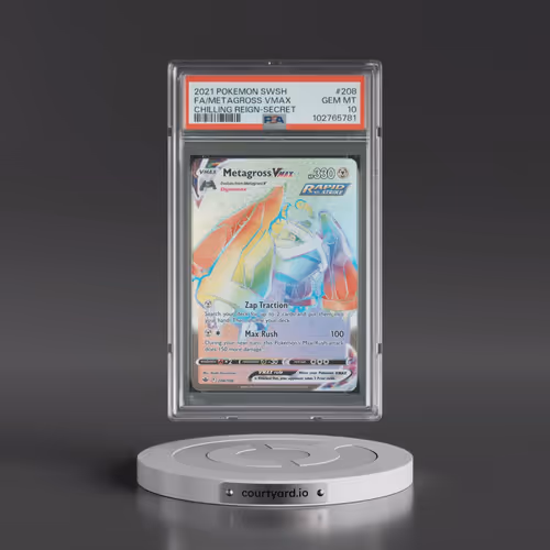 2021 Pokémon Sword & Shield Chilling Reign #208 Metagross Vmax - Full Art Secret (PSA 10 GEM MINT)